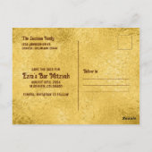 Schokolade Golden Ticket Bar Mitzvah Save the Date Postkarte (Rückseite)