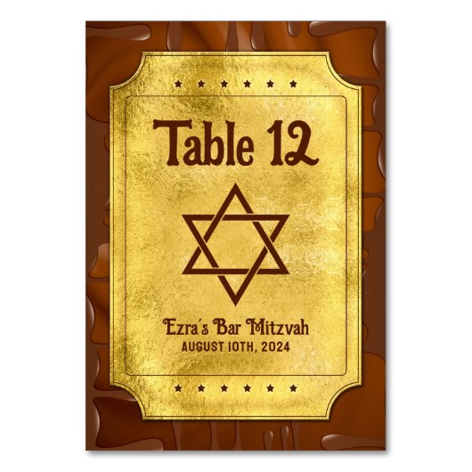 Schokolade Golden Ticket Bar oder Bat Mitzvah Tischnummer (Vorderseite)