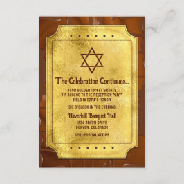 Schokolade Golden Ticket Bat Bar Mitzvah Empfang Begleitkarte