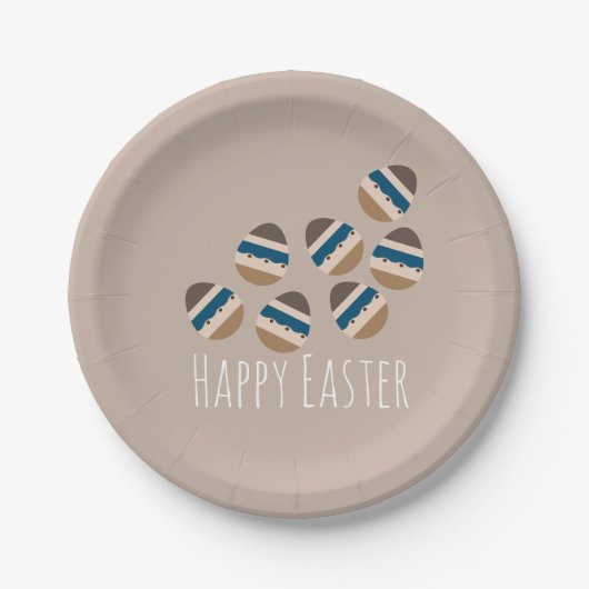Schokolade Happy Oaster Eggs Earth Tone Blue Brown Pappteller (Vorderseite)