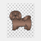 Schokolade Havanese Niedlich Cartoon Dog Illustrat Fleecedecke (Vorderseite)