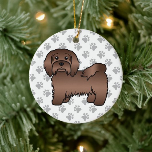 Schokolade Havanese Niedlich Cartoon Dog Illustrat Keramik Ornament (Baum)