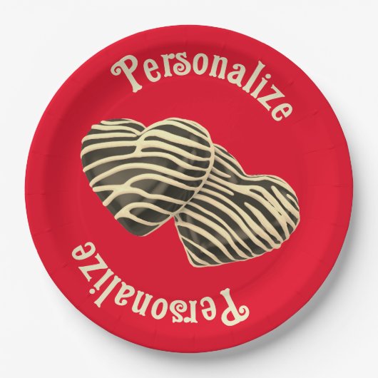 Schokolade Herzerrot niedliche Liebe Pappteller (Vorderseite)