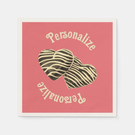 Schokolade Herzkoralle rosa niedliche Liebe Serviette (Vorderseite)