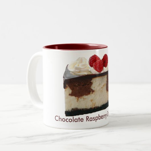 Schokolade Himbeere Cheesecake Zweifarbige Tasse (Vorderseite Links)
