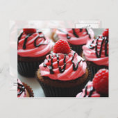 Schokolade Himbeere Cupcake Postkarte (Vorne/Hinten)