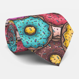 Schokolade Iced Sprinkles Doughnut Neck Tie Krawatte