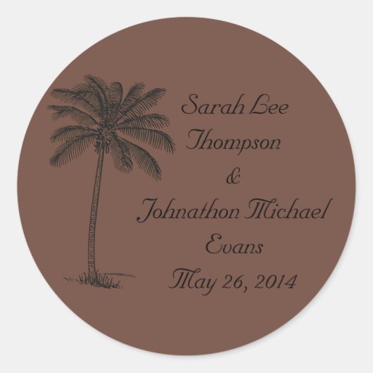 Schokolade Java Beach Abenteuer Hochzeiten Siegel/ Runder Aufkleber (Vorderseite)