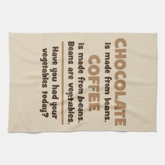 Schokolade, Kaffee, Bohnen, Gemüse - Neuheit Geschirrtuch (Horizontal)