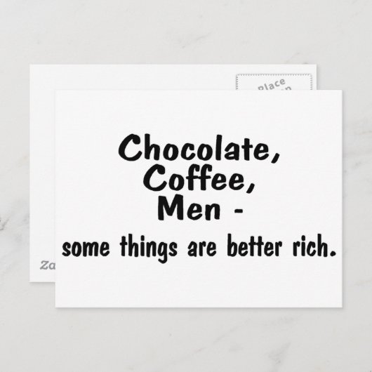 Schokolade Kaffee Männer Manche Dinge sind besser Postkarte (Vorne/Hinten)