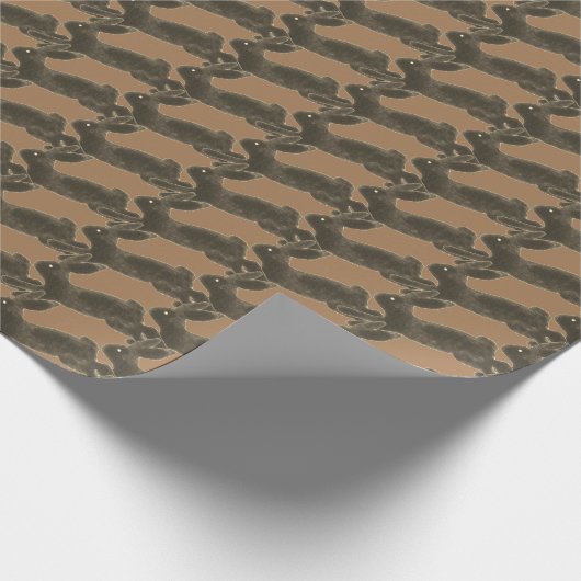 Schokolade Kaninchen auf Caramel Tan Whimsical Geschenkpapier (Ecke)