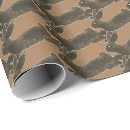 Schokolade Kaninchen auf Caramel Tan Whimsical Geschenkpapier (Rolleneckpunkt)
