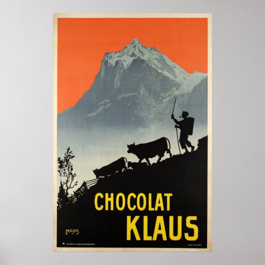 Schokolade Klaus, Schweizer Vintages Werbeplakat Poster (Vorne)