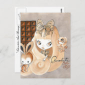 Schokolade, Konfitüre und Hasen und Mädchen Postkarte (Vorne/Hinten)