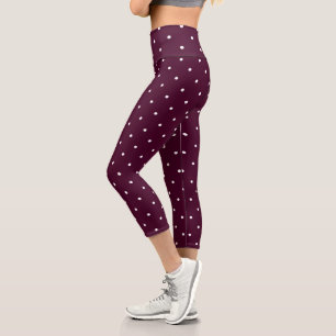 Schokolade Kosmos und weiße Punkte Capri Leggings