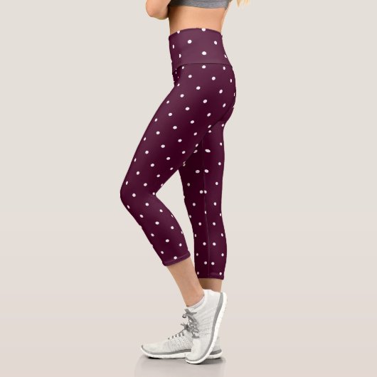 Schokolade Kosmos und weiße Punkte Capri Leggings (Links)