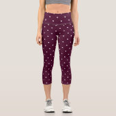 Schokolade Kosmos und weiße Punkte Capri Leggings (Vorderseite)