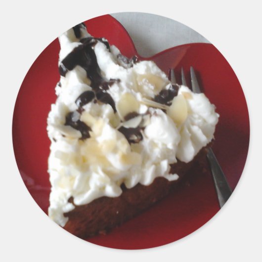 Schokolade Kuchen Herzplatte Runder Aufkleber (Vorderseite)