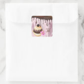 Schokolade Kuchen Kuchen Pink 2 Quadratischer Aufkleber (Tasche)