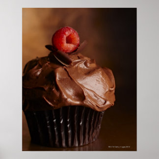 Schokolade Kuchen mit Himbeerpfropfen Poster