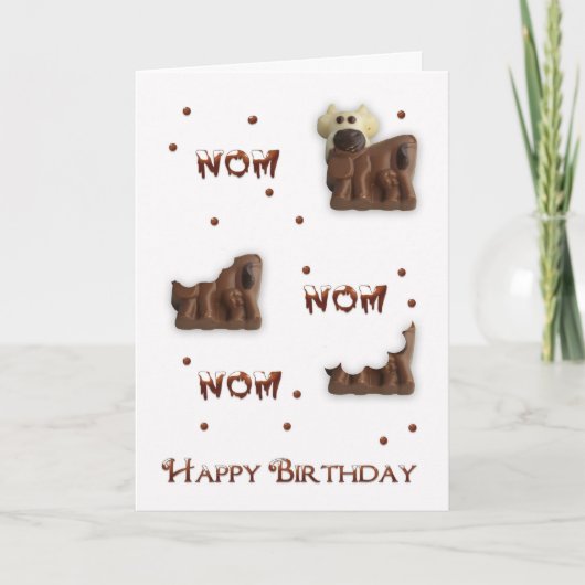 Schokolade Kuh Nom Nom Geburtstag Grußkarte Karte (Vorderseite)