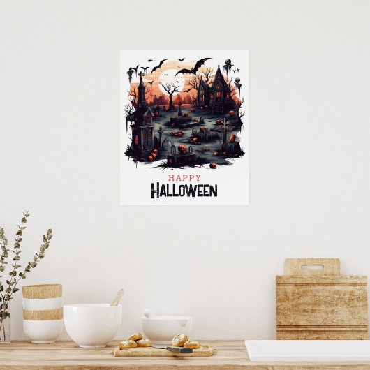 Schokolade, Kürbiskugel und Fledermäuse Poster (Küche)