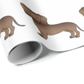 Schokolade Kurze Dackel Cartoon Dog Muster Geschenkpapier (Rolleneckpunkt)