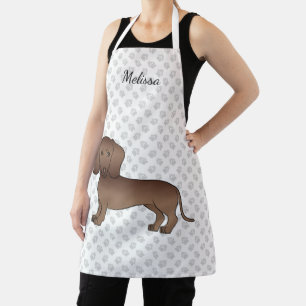 Schokolade Kurze Haare Dackel Cartoon Dog & Name Schürze
