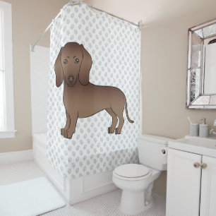 Schokolade Kurze Haare Dackel Cartoon Dog & Paws Duschvorhang