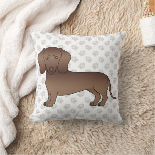 Schokolade Kurze Haare Dackel Cartoon Dog & Paws Kissen