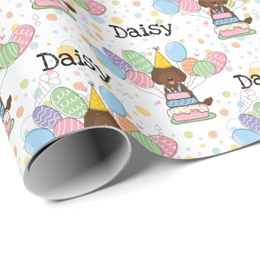 Schokolade Labradoodle Hund Geburtstag Geschenkpapier (Rolleneckpunkt)