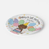 Schokolade Labradoodle Hund Geburtstagspapier-Tell Pappteller (Schrägansicht)