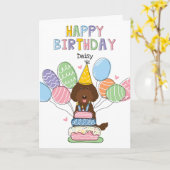 Schokolade Labradoodle Hund Happy Birthday Card Karte (Gelbe Blume)