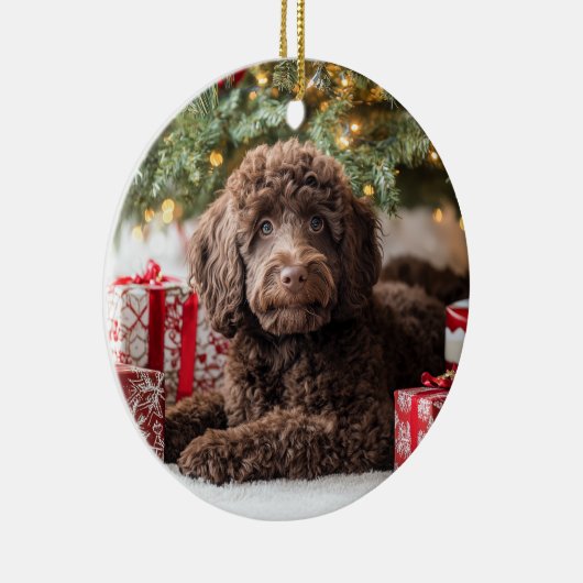 Schokolade Labradoodle Keramik Ornament (Rechts)