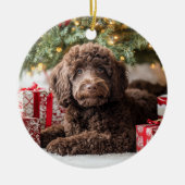 Schokolade Labradoodle Keramik Ornament (Vorne)