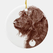 Schokolade Labradoodle Keramikornament (Hinten)
