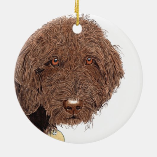Schokolade Labradoodle Keramikornament (Hinten)