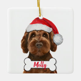 Schokolade Labradoodle / Schokolade Goldendoodle C Keramikornament