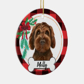 Schokolade Labradoodle / Schokolade Goldendoodle Keramik Ornament (Rechts)