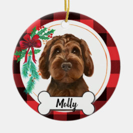 Schokolade Labradoodle / Schokolade Goldendoodle Keramik Ornament
