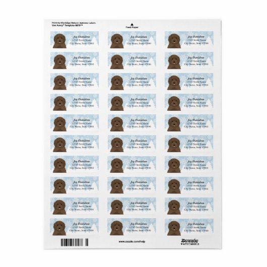 Schokolade Labradoodle Winter Address Labels (Vorne)