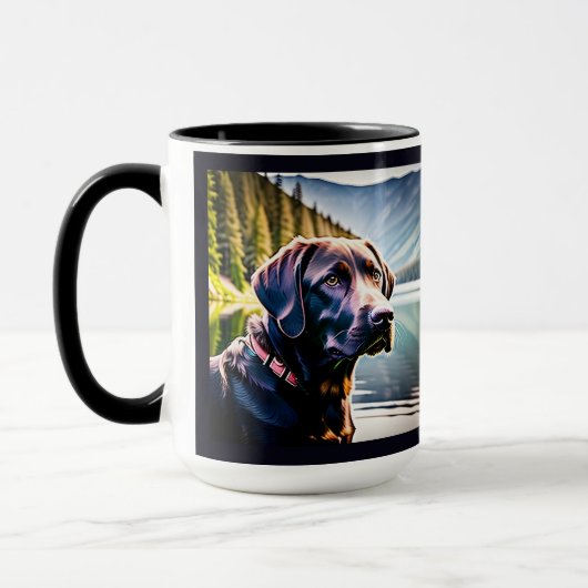 Schokolade Labrador am Bergsee Tasse (Links)