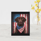 Schokolade Labrador American Flag 4. Juli Hund Karte (Gelbe Blume)