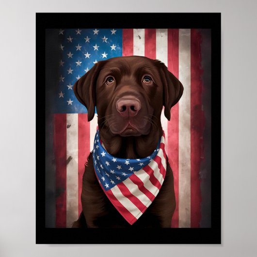 Schokolade Labrador American Flag 4. Juli Hund Poster (Vorne)