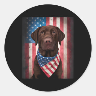 Schokolade Labrador American Flag 4. Juli Hund Runder Aufkleber