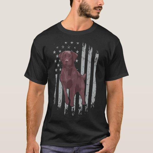 Schokolade Labrador American Flag Brown Labrador E T-Shirt (Vorderseite)