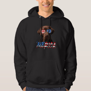 Schokolade Labrador American Flag Labrador Dog 4.  Hoodie