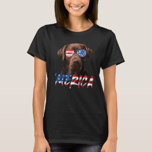 Schokolade Labrador American Flag Labrador Dog 4.  T-Shirt