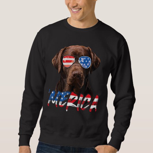 Schokolade Labrador American Flag Labrador Hund 4. Sweatshirt (Vorderseite)