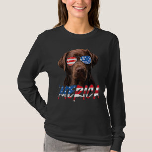 Schokolade Labrador American Flag Labrador Hund 4. T-Shirt